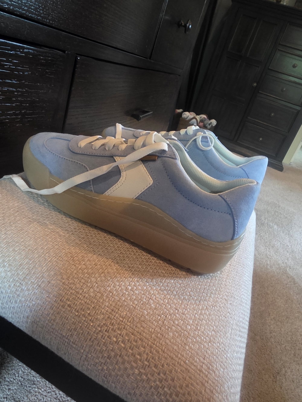 Dr. Scholl's Light Blue and Tan Platform Sneakers